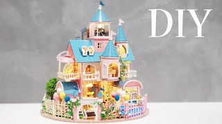 DIY Miniature Dollhouse Kit || Fairy Castle - Pink Castle - Relaxing Satisfying Video