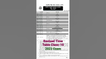 Rbse class 10 revised time table 2023 ● rajasthan board class 10 revised time table for 2023 exam
