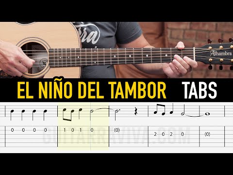 El Tamborilero Villancico MELODIA TAB GUITARRA FÁCIL con tablatura y partitura