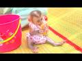 So smart!! Amazing little girl LIORA holds and eats boiled potatoes while mom is sewing new clothes