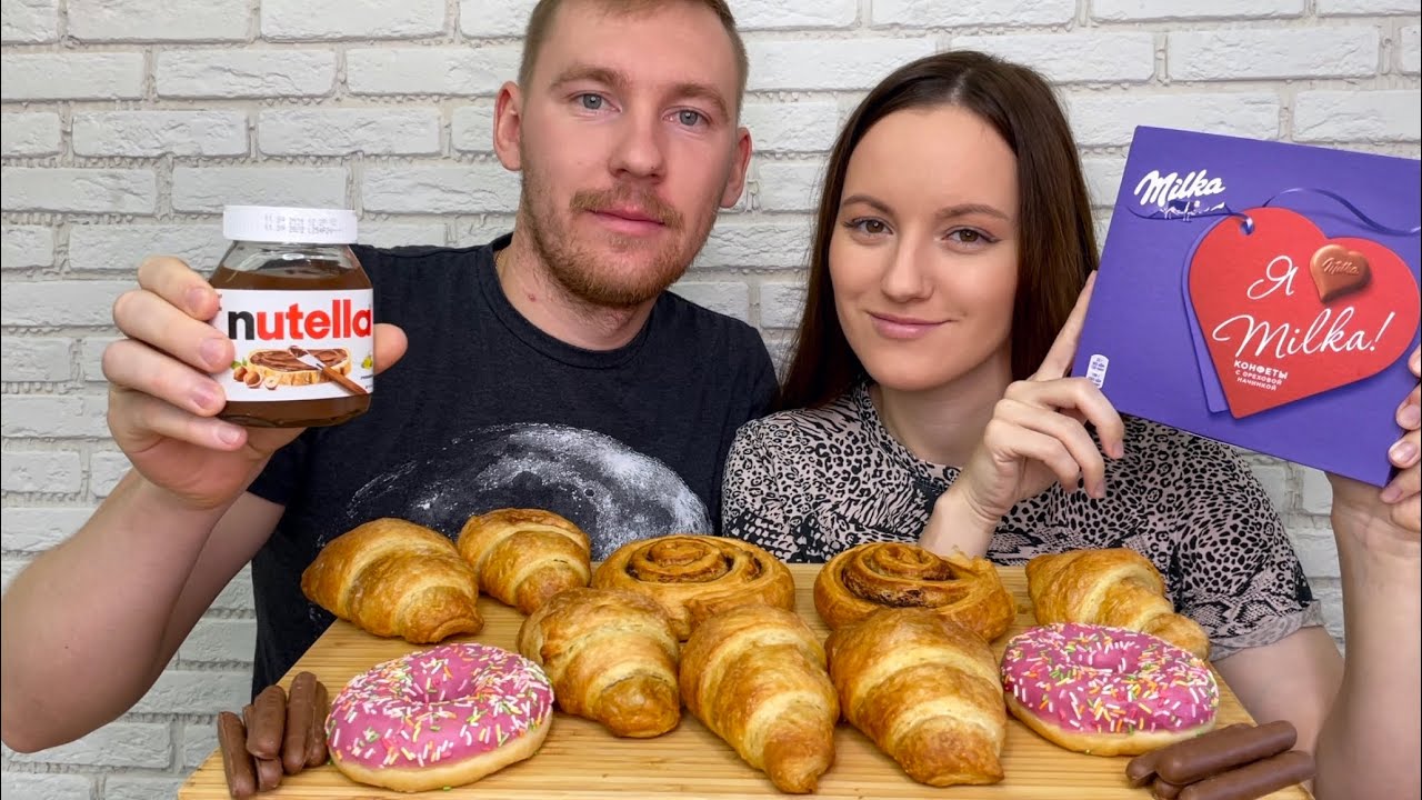 МУКБАНГ КРУАССАНЫ С ШОКОЛАДОМ НУТЕЛЛА ПОНЧИКИ ИТОГИ КОНКУРСА ответы на вопросы MUKBANG CROISSANTS