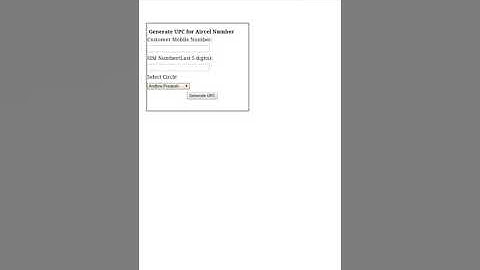 How to get aircel porting (UPC)code