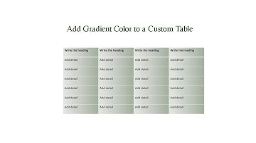 How to Add Gradient Color to a Custom Table in PowerPointYou
