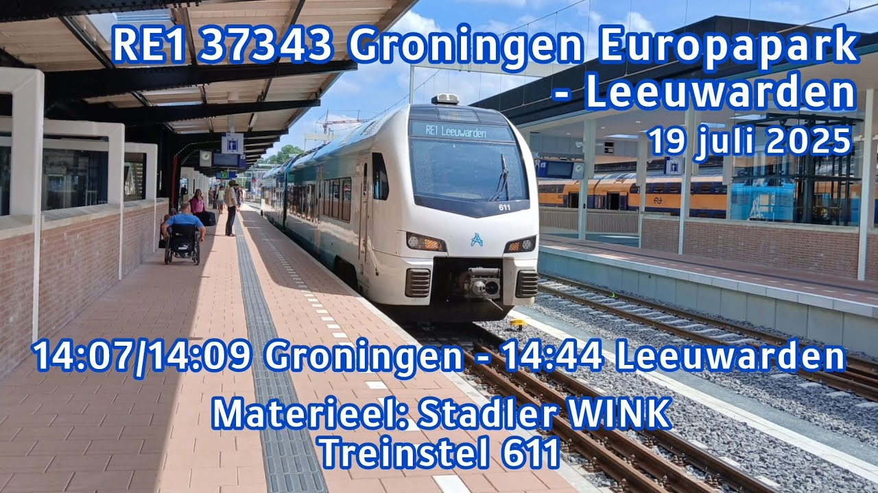 Rit met de Arriva NoordNed WINK #611 als RE1 37343 van Groningen naar Leeuwarden | Treinritten (49)