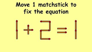1+2=1 turn this wrong equation into correct | Match stick puzzle #264 | Puzzles with Answer