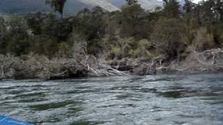 Boating thru log jam