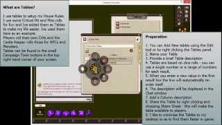 TVS Castles & Crusades - Using Tables