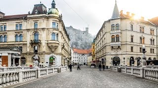 Ljubljana old city during one day. Sightseeings of Ljubljana.