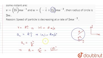 Assertion: Velocity and acceleration of a particle in circular motion at some instant are: `v=(2...