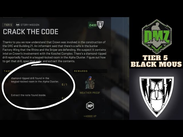 Crack The Code (SOLO) Tier 5 Black Mous Story Mission DMZ Warzone 2.0 