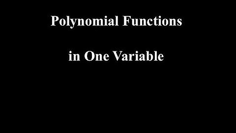 Lesson6-4: Polynomial Functions in One Variable