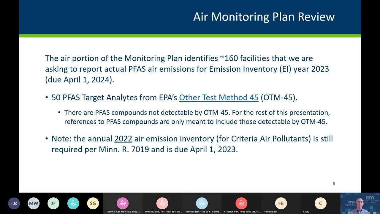 PFAS Monitoring Plan – Air Emission Inventory and Reporting