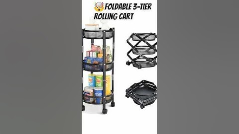 🤯Foldable 3-Tier Rolling Cart #gadgets #home #amazon