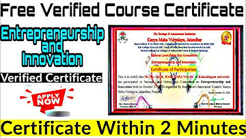 National Level E-Quiz on "Entrepreneurship and Innovation" Certificate within 1 Minutes