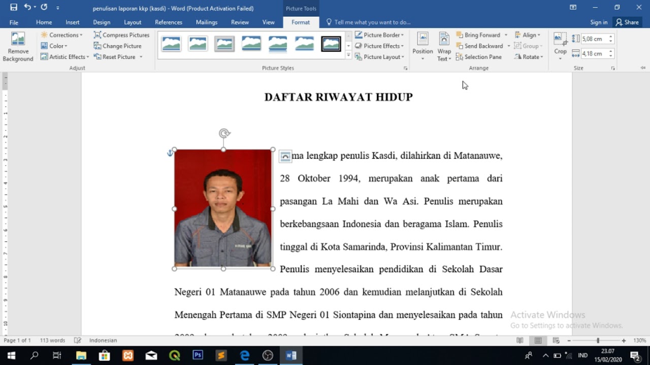 Cara Membuat Riwayat Hidup Skripsi Di Microsoft Word Youtube