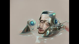 salvador dali: 0.6|edward much:0.3|robot friend: 1.0|text:-0.5|hyperrealistic digital:0.6