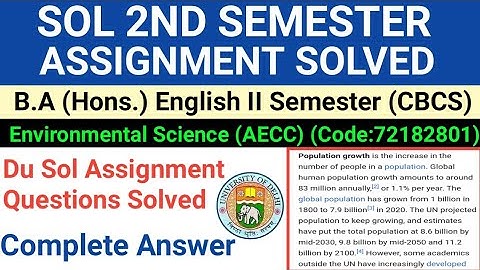 Environmental Science BA English Hons Assignment Solved | Sol 2nd Semester Assignment Answer 2021