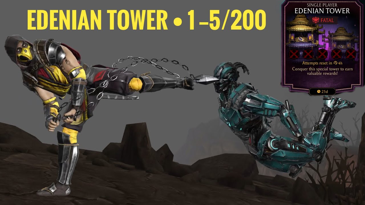 Edenian Tower FATAL Levels 1 to 5 Gameplay | Mortal Kombat Mobile”