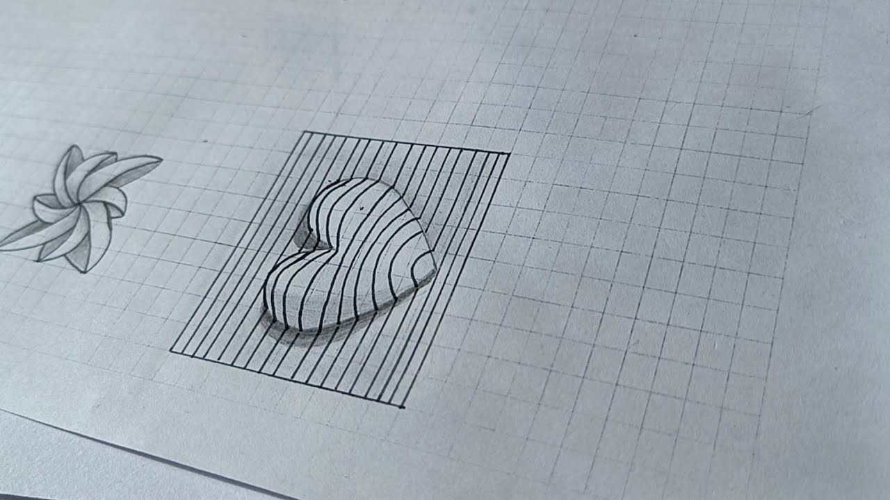 How to draw 3d heart drawing || ms pencil art 