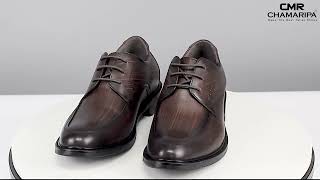 6CM / 2.36 Inches - CMR CHAMARIPA Dress Shoes Chocolate Brown Patina Leather Derby Shoes screenshot 5