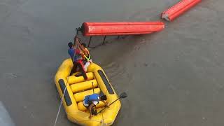 Part 02| logboom/trash barrier fixation in 60m depth reservoir high-pressure water via boat