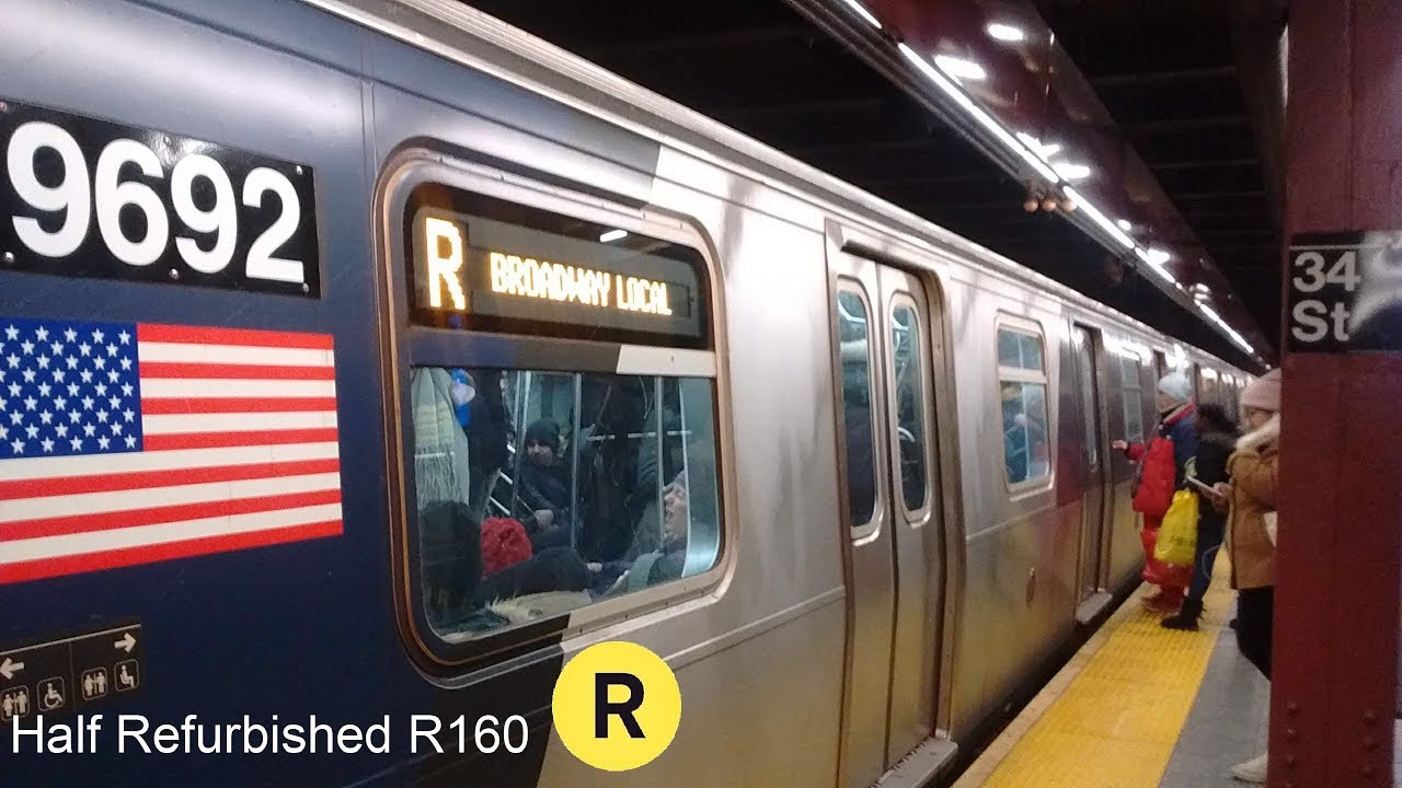 ᴴᴰ Half Refurbished R160 Train Running On the R Line - YouTube