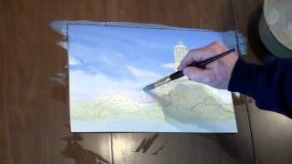 lighthouse paint watercolor step sky painting watercolour laying