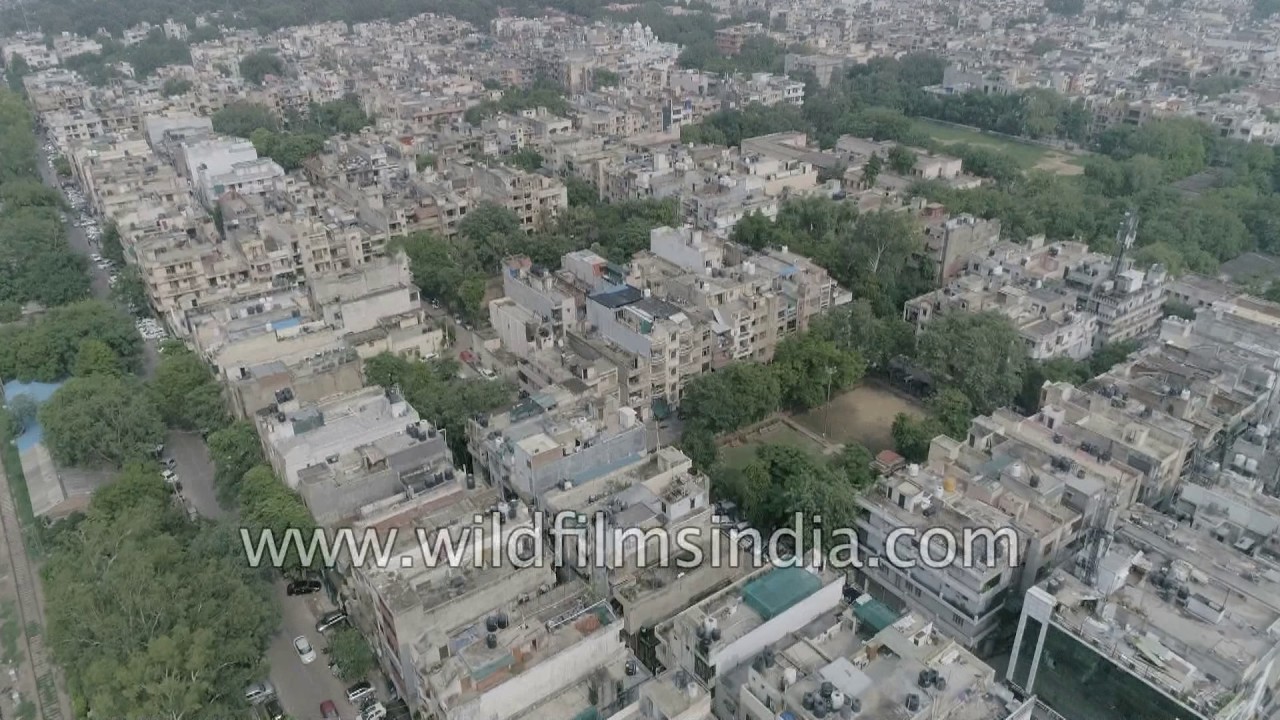 Post partition settlement colony of Delhi Lajpat Nagar aerial view