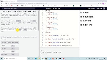 Tutorial 34 - abbreviated hex code for colors - free code camp (Explained)