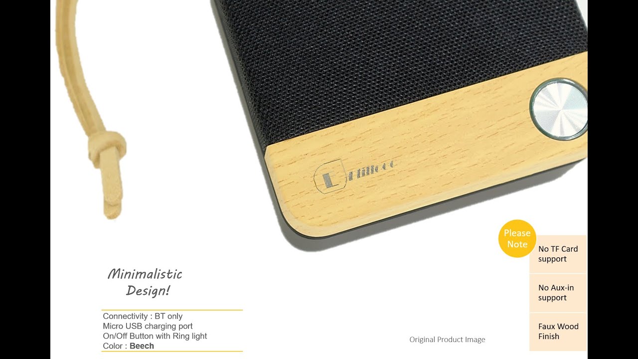 Efillooc Zen Box Mini Wireless Bluetooth Speaker Fabric and Wood Finish