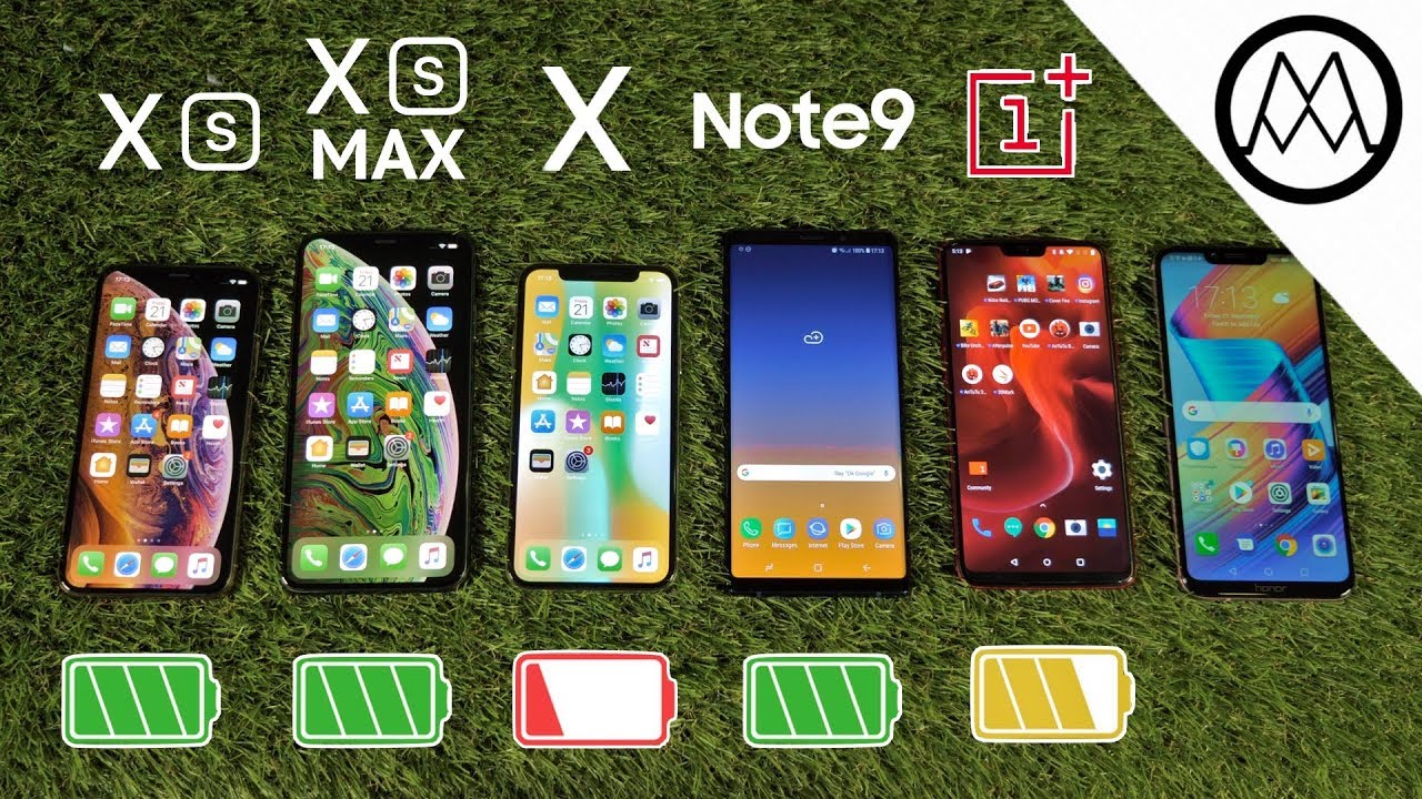 Iphone Xs Xs Max Vs Galaxy Note 9 Vs Iphone X Battery Life Drain Test Youtube