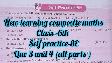 new learning composite maths class 6 self practice 8 e| schand maths class 6 ex-8e| ratio proportion