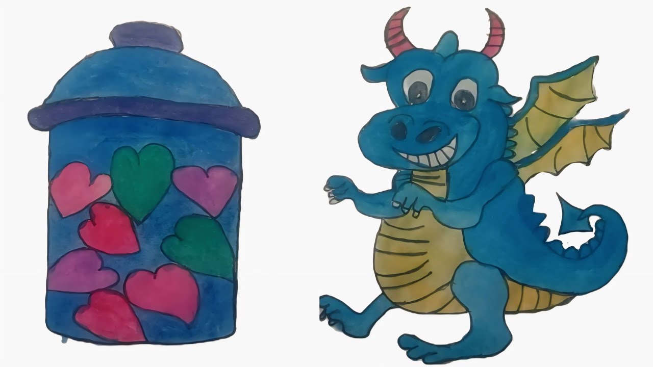 Water  bottle  vs baby dinosaur 🦕  drawing  video  