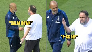 Angry Nottingham Forest Owner Evangelos Marinakis Confronts Nuno Espirito Santo On The Pitch