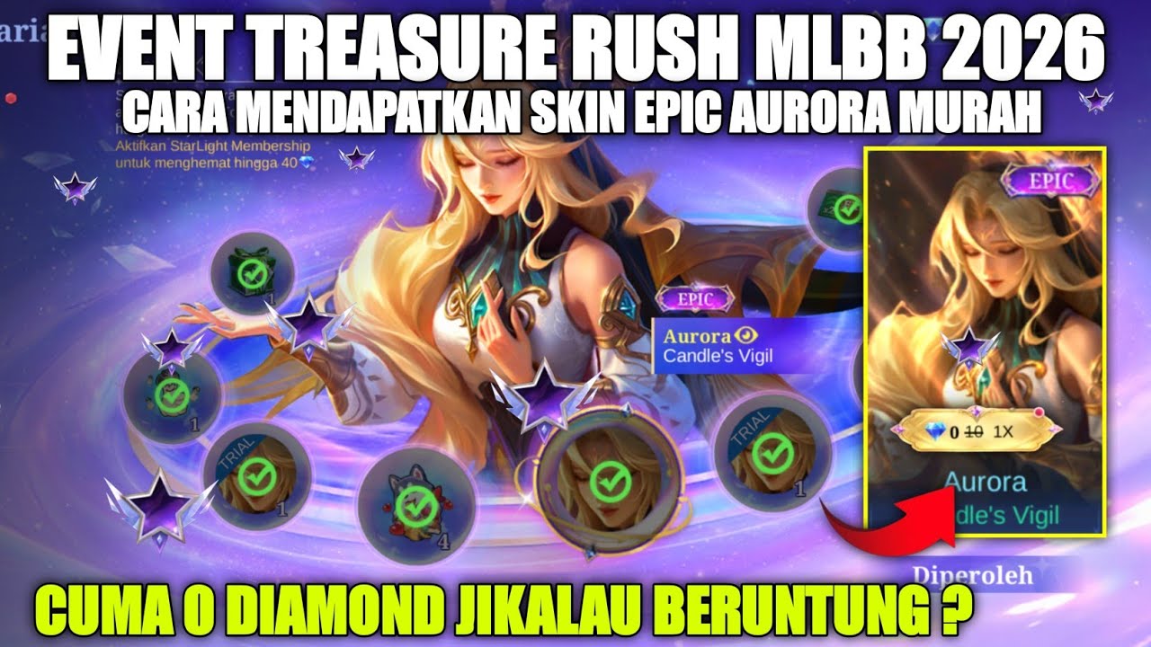 1000% WORT IT!! Cara Dapatin Skin Epic Aurora Murah Cuma 0 Diamond? | Treasure Rush Aurora MLBB 2026
