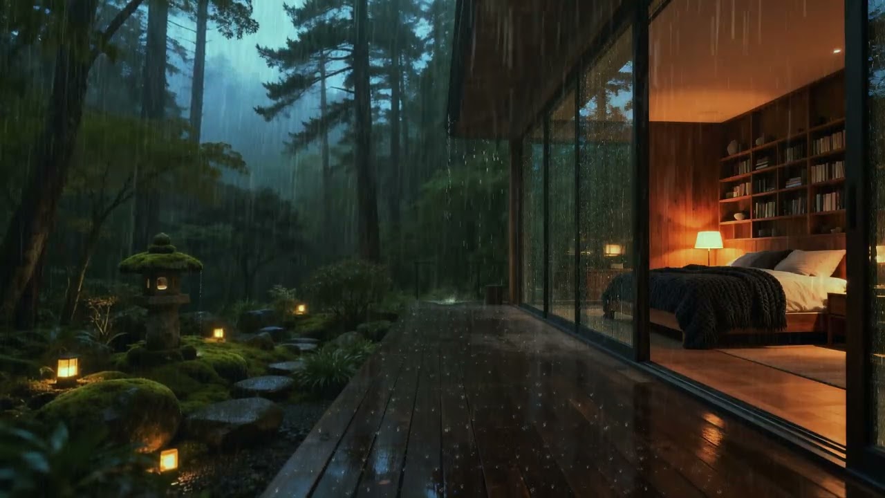 禪意雨夜助眠：日式庭院石燈籠，聽雨聲入睡，極致療癒與放鬆，深度睡眠專用 ASMR