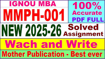 MMPH 001 solved assignment 2025-26 in English || mmph 001 solved assignment 2026 || ignou mmph1
