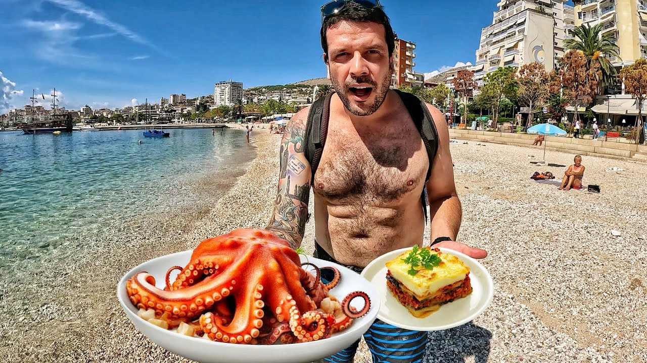 Um dia inteiro provando COMIDAS nas PRAIAS da Albânia 🇦🇱