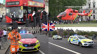 *HEMS* London Air Ambulance Lands At Parliament Square To Attend A Bus Accident  (4K)