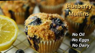 Lemon Blueberry Muffins No Eggs No dairy
