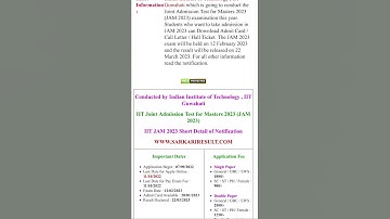 Admit card & exam date of IIT JAM 2023 released #viral #trending #shortvideo #shorts #video #job