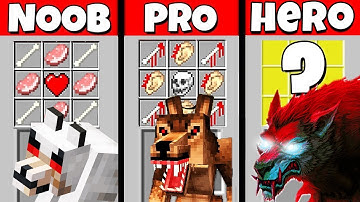 Minecraft Battle: NOOB vs PRO vs HEROBRINE: WEREWOLF CRAFTING CHALLENGE / Animation