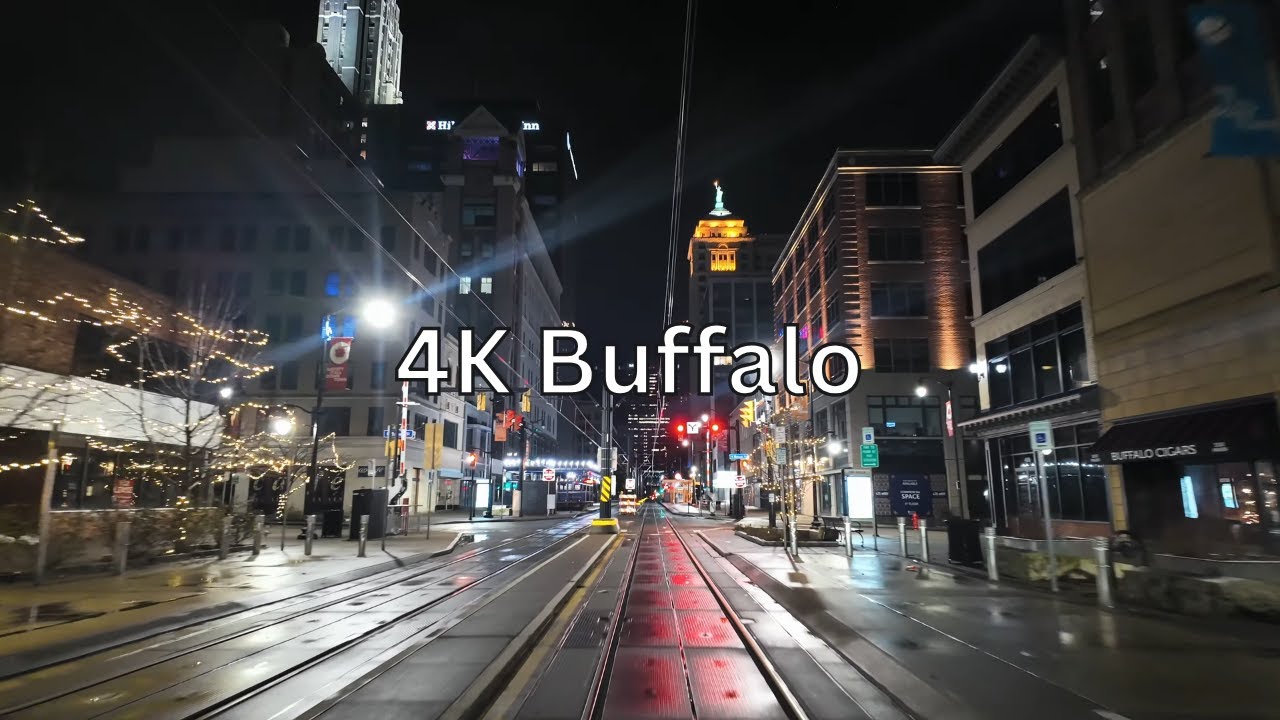Stunning 4k City Views on a Nighttime Drive Through Buffalo NY