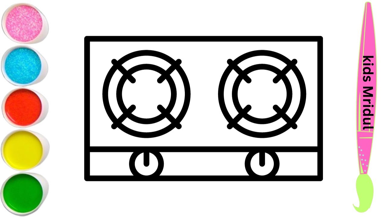 Gas stove drawing, coloring and painting easy for kids & toddlers Gas stove Art Easy For