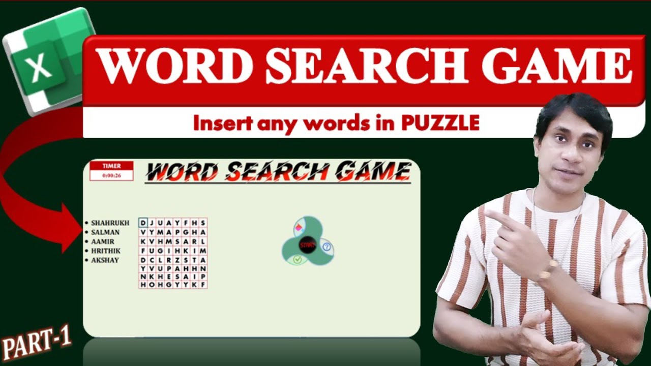 Word Search Game | Puzzle Game | Excel Knowledge with VBA Coding - YouTube