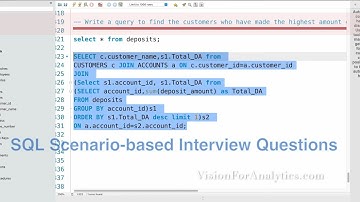 SQL Tutorial - SQL scenario-based interview Questions | SQL Joins and Sub Query
