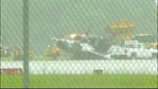 Press conference: Thunderbirds jet on its top at Dayton airport