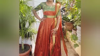 இந்த தீபாவளிக்கு புடவையில் இருந்து சூப்பரான pleated maxi in Very easy method 