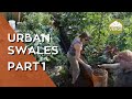 Urban swales construction with weeping tile  mulch  hugelkultur pt1