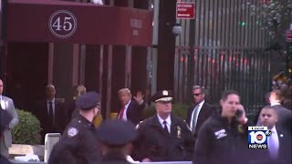 Donald Trump arrives in New York City to face booking, arraignment